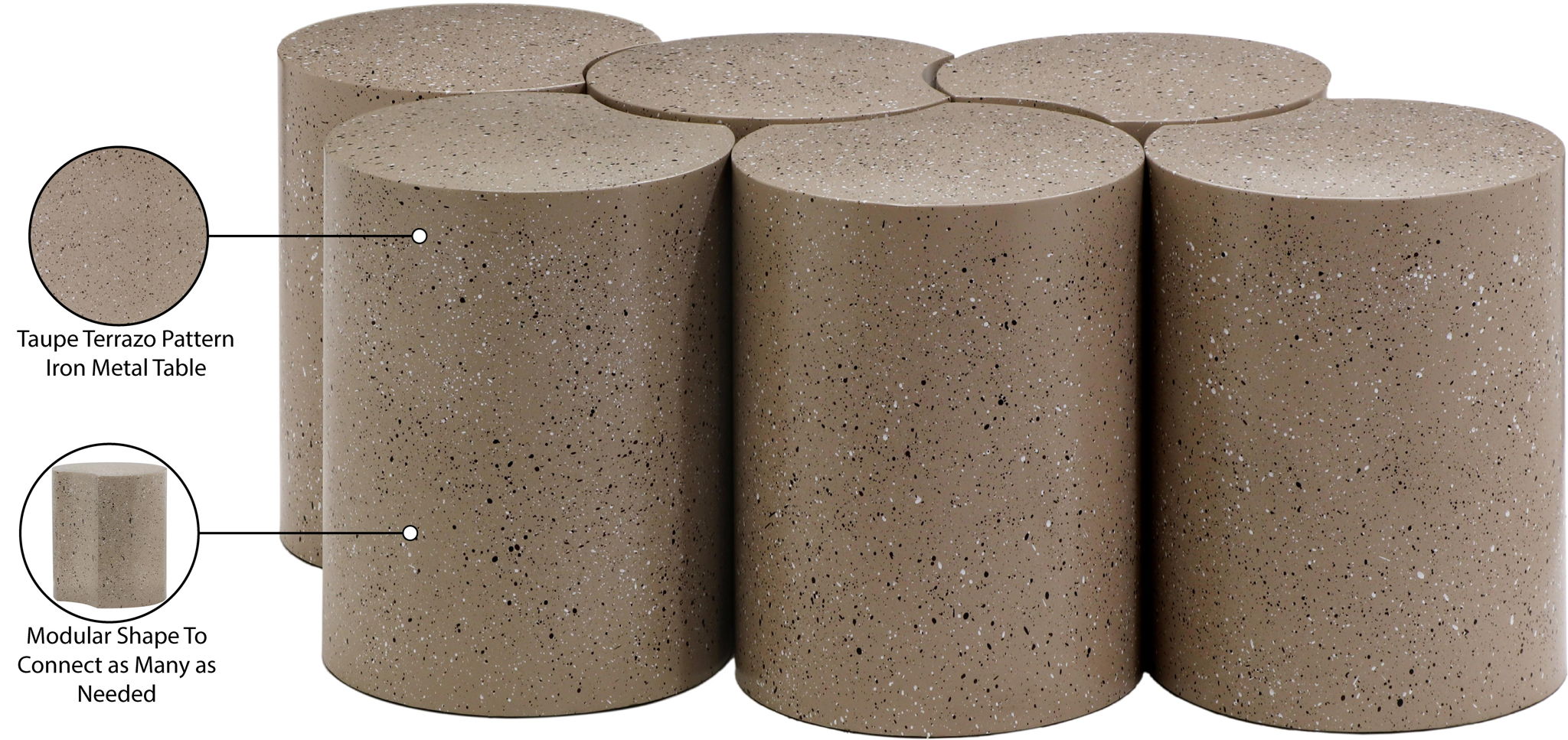 Dimple - 6 Piece Modular Coffee Table - Terazzo Finish