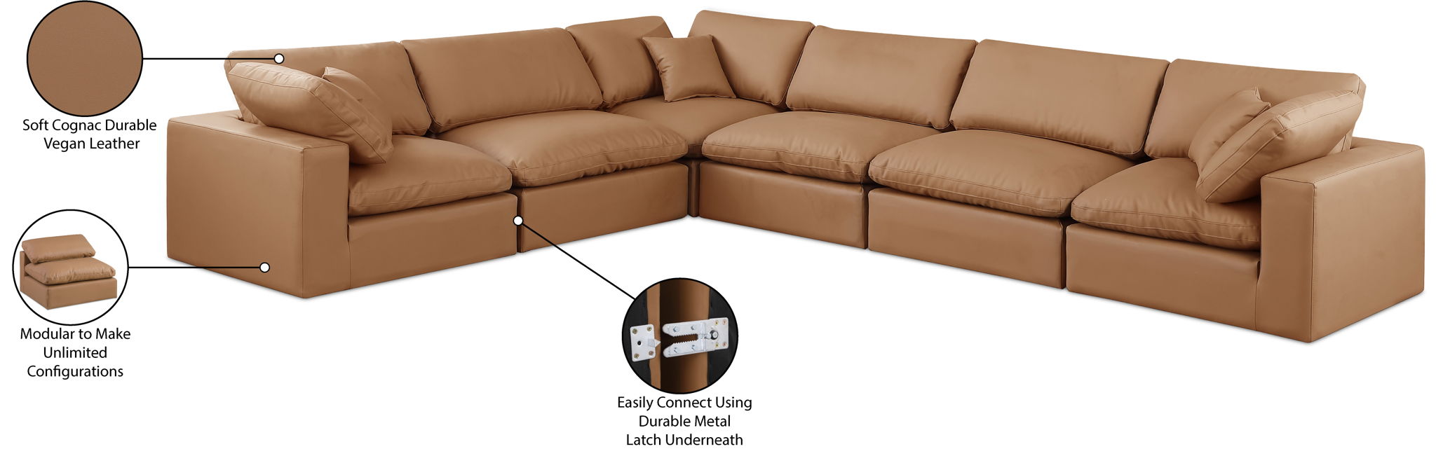 Comfy - 6 Piece Faux Leather Modular Corner Sectional