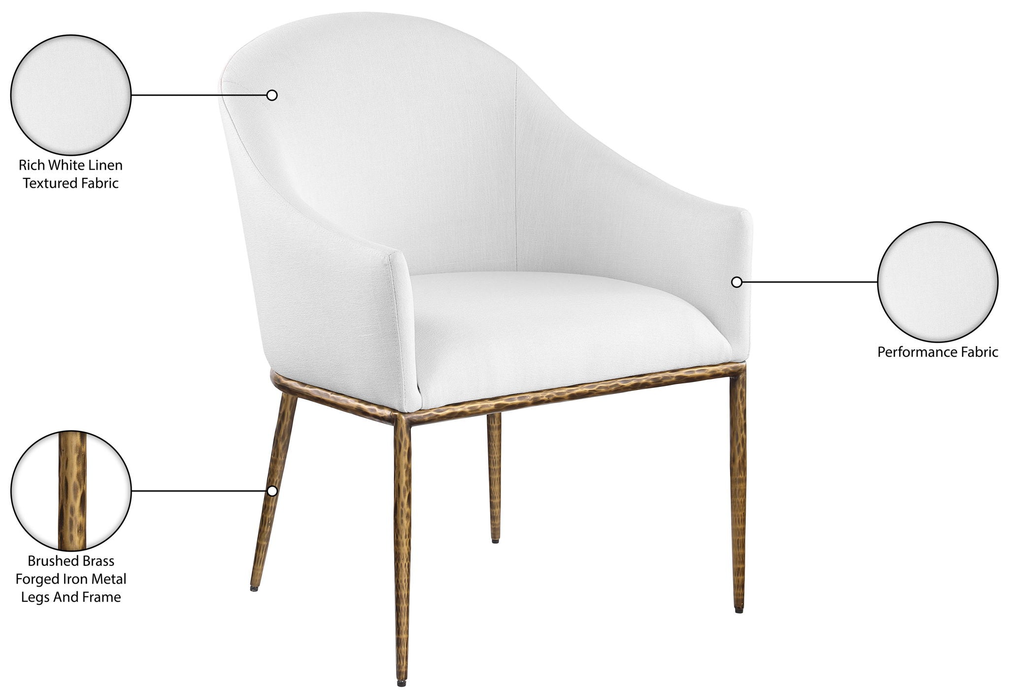 Ferro - Upholstered Dining Arm Chair With Brushed Gold Legs