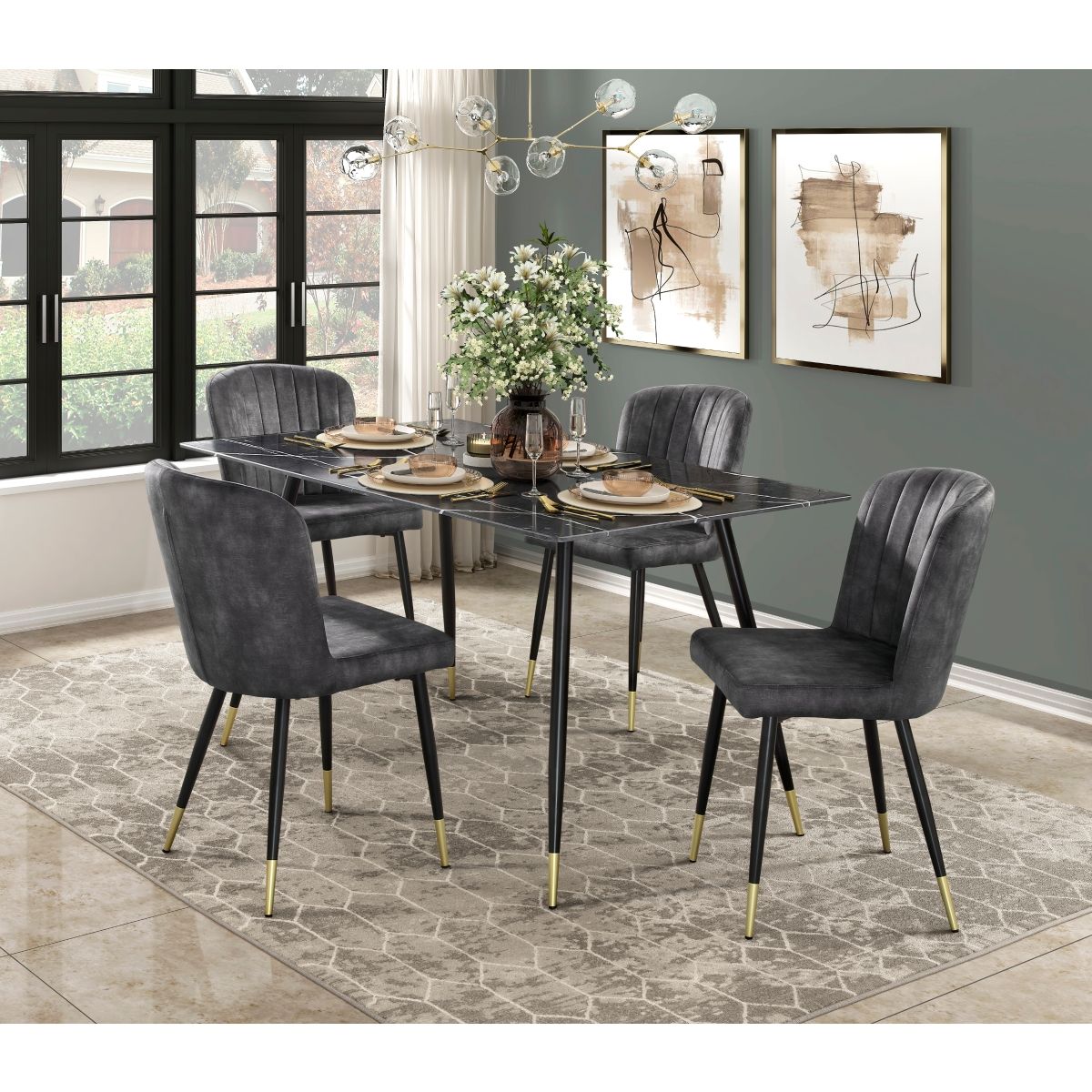 Clemente - Dining Table - Black / Dark Gray