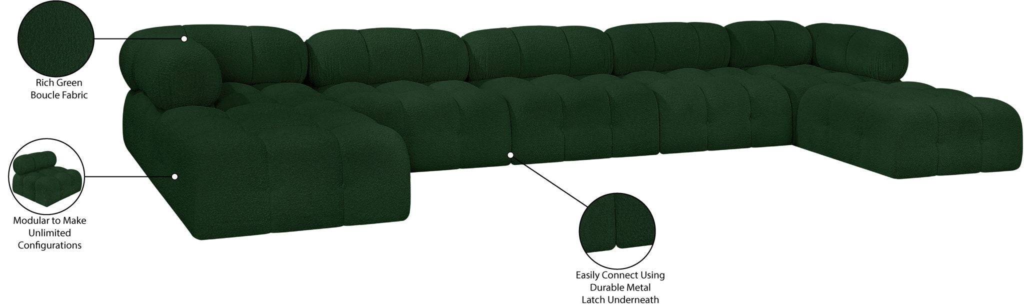 Ames - 7 Piece Fabric Modular U-Shaped Sectional