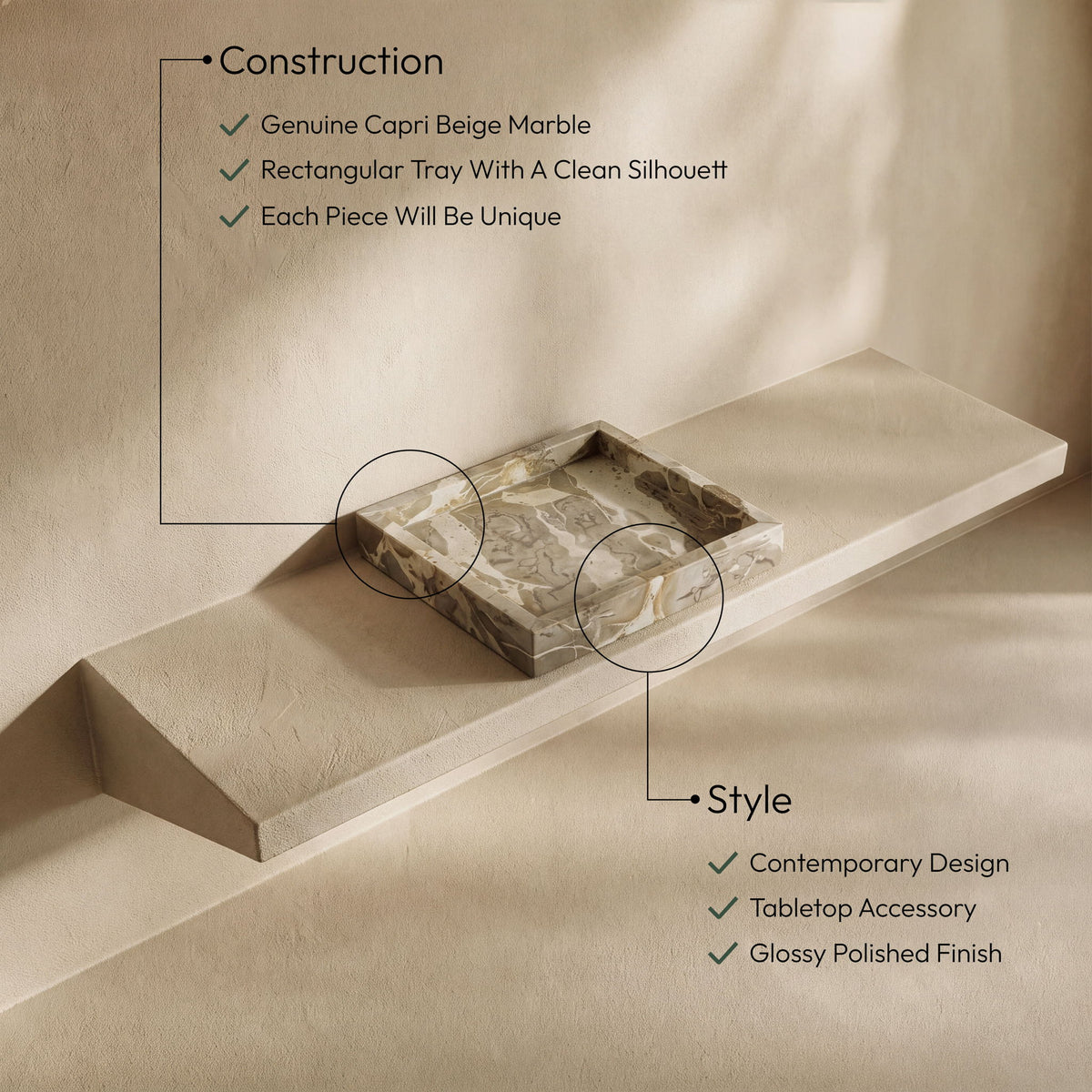 Michael - Genuine Marble Tray