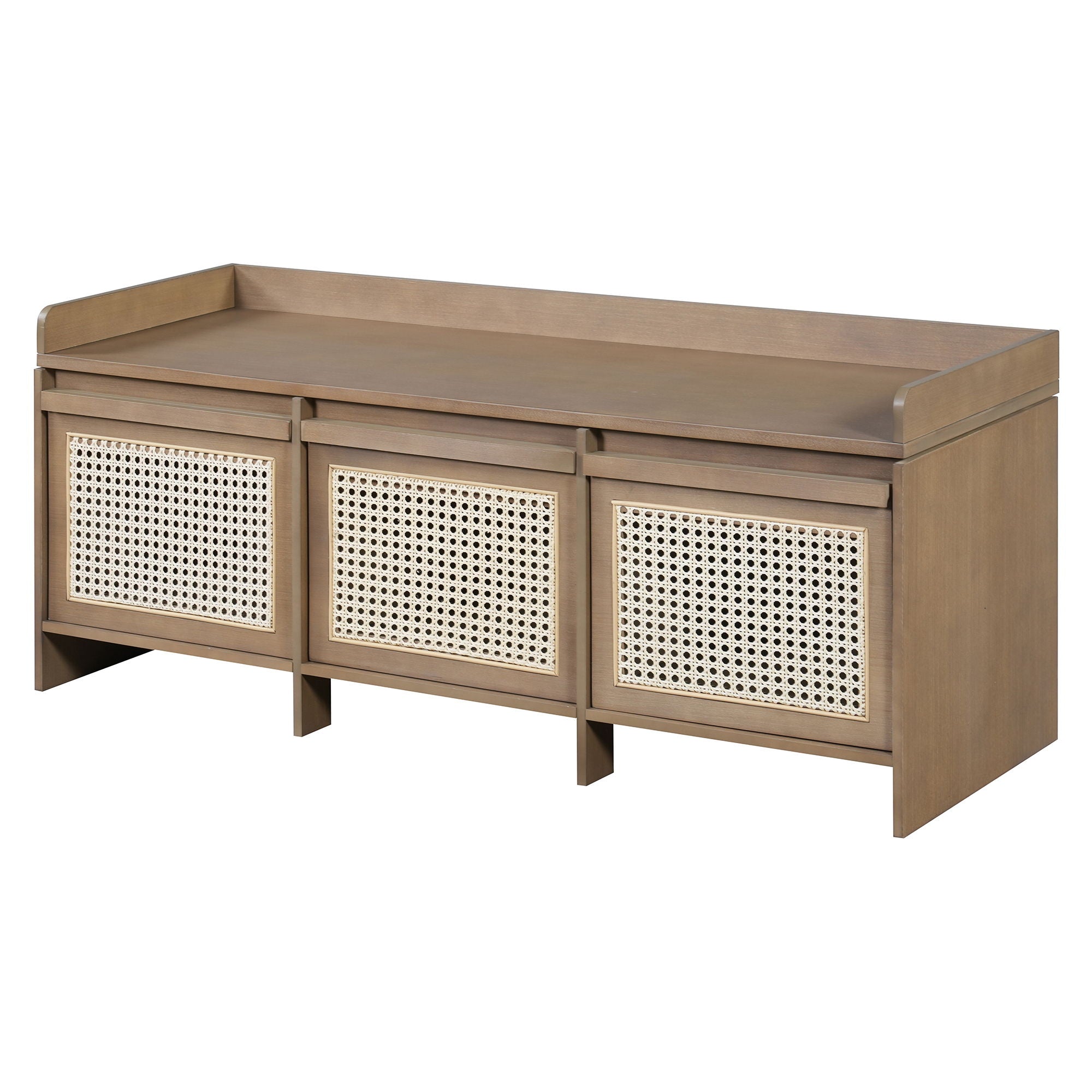 Entryway Shoe Bench With Drawers & Button Tufted Cushion