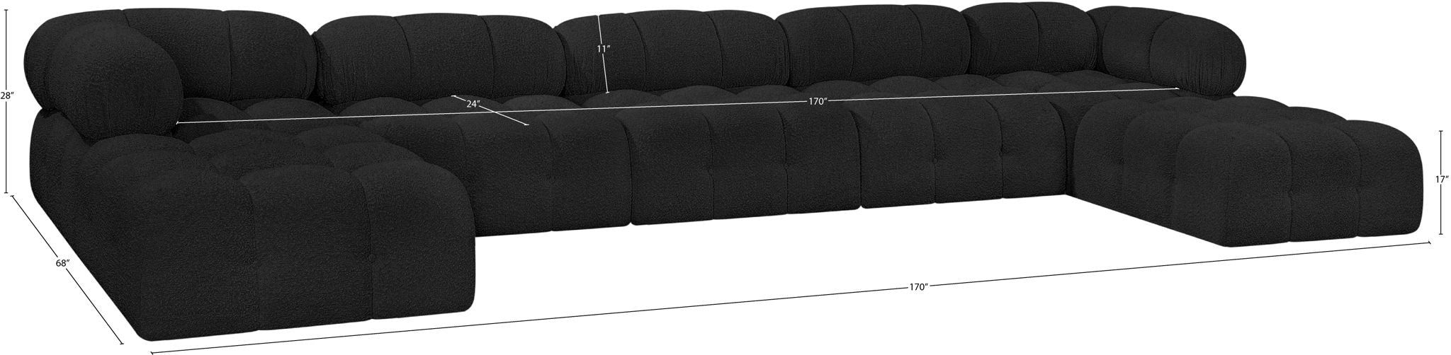 Ames - 7 Piece Fabric Modular U-Shaped Sectional