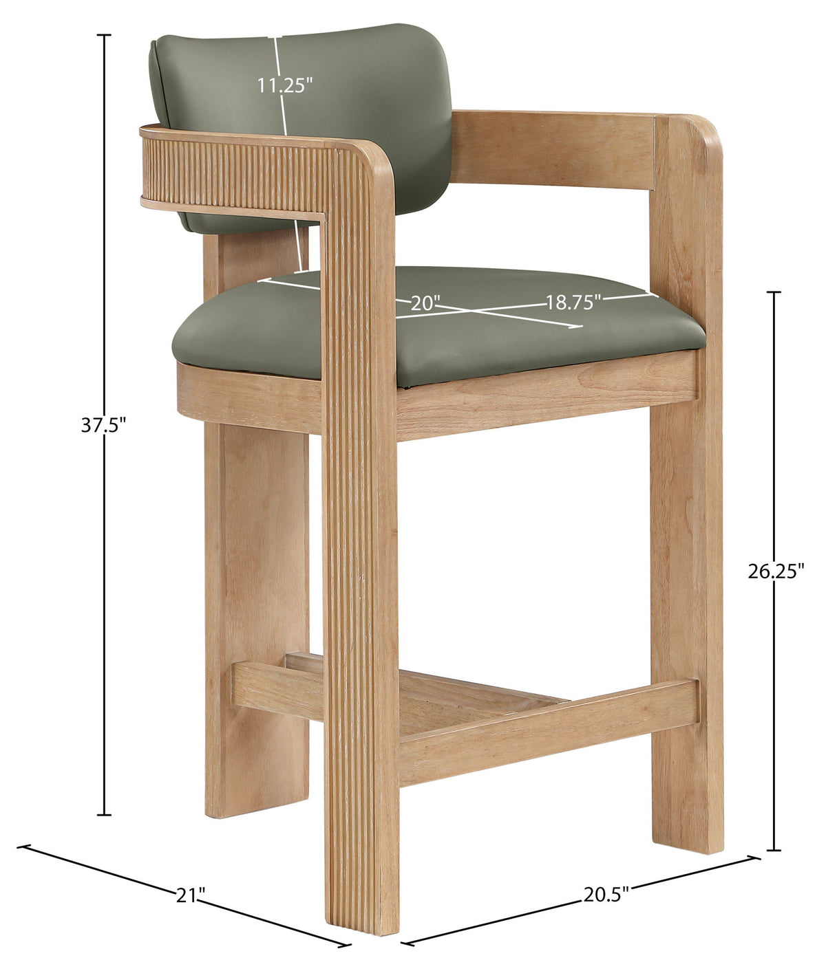 Sacha - Vegan Leather Upholstered Counter Stool With Natural Base