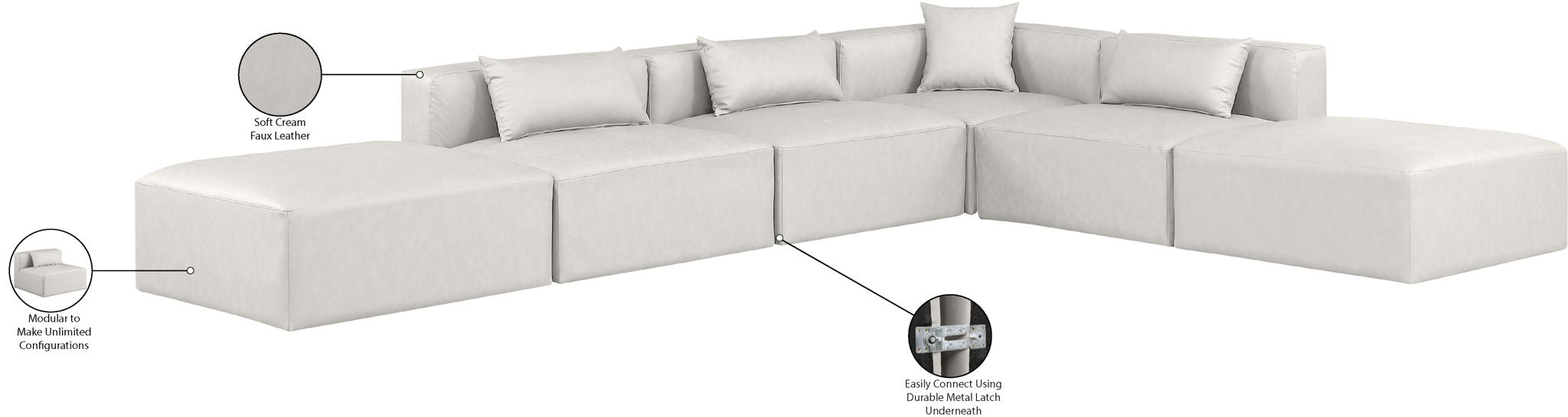Cube - 6 Piece Modular Corner Armless Sectional