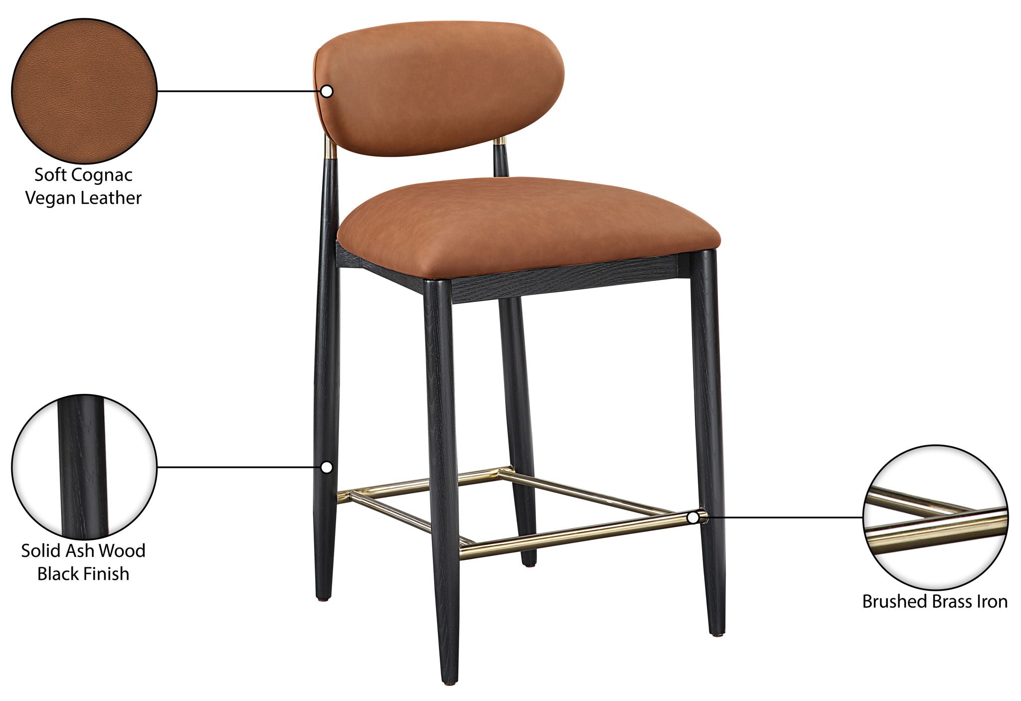 Riccio - Stool - Black And Gold Frame