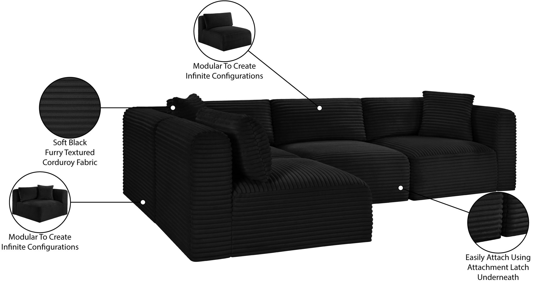 Shaggy - 4 Piece Modular Sectional