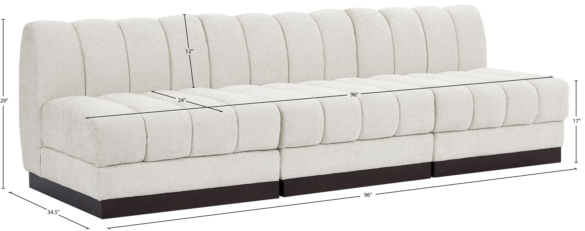 Quinn - 3 Seat Modular Armless Sofa