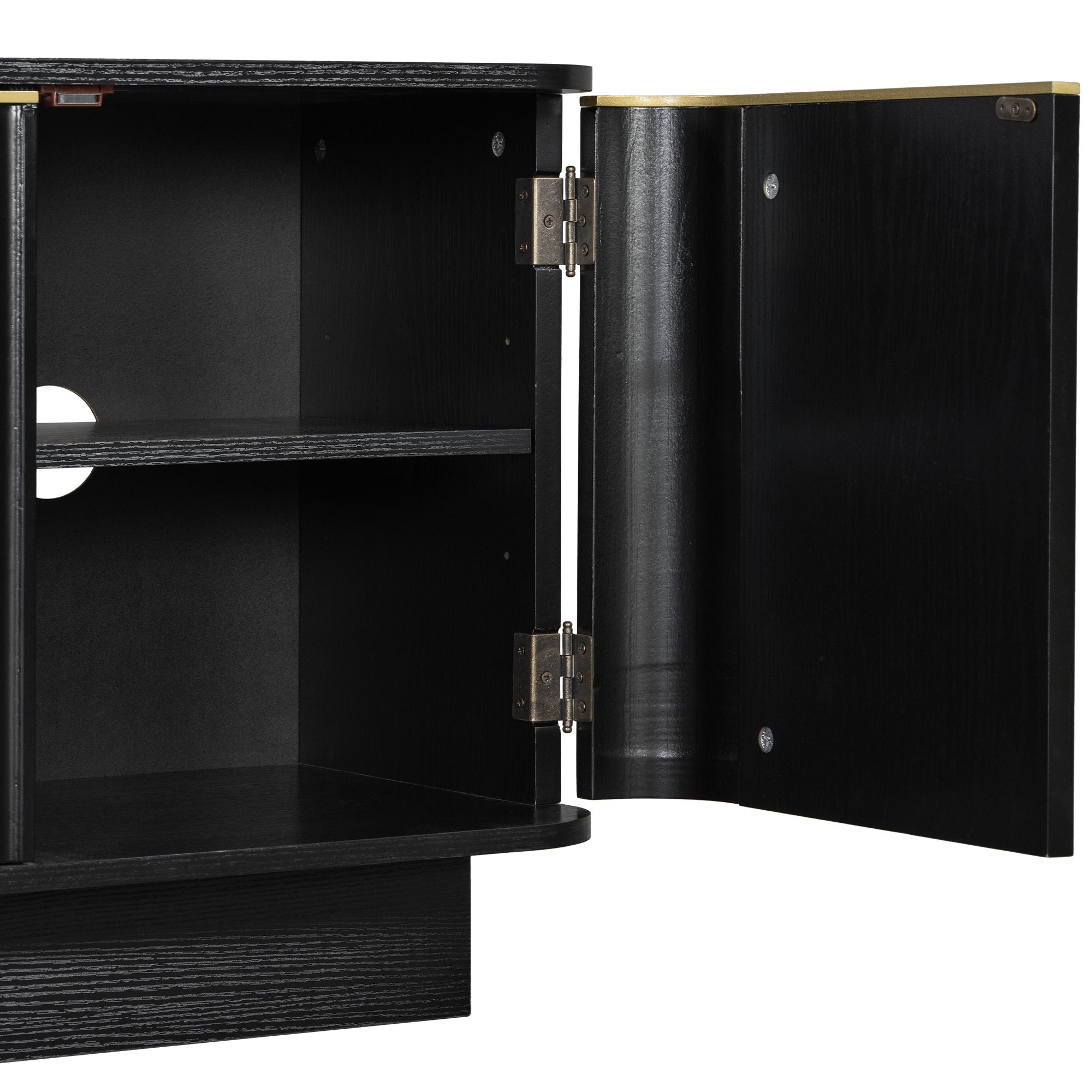 TV Stand, Fluted Media Console With Adjustable Shelves And Cable Holes