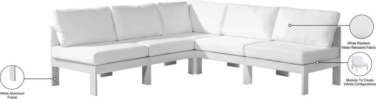 Nizuc - Outdoor Patio 5 Piece Modular Sectional With White Frame