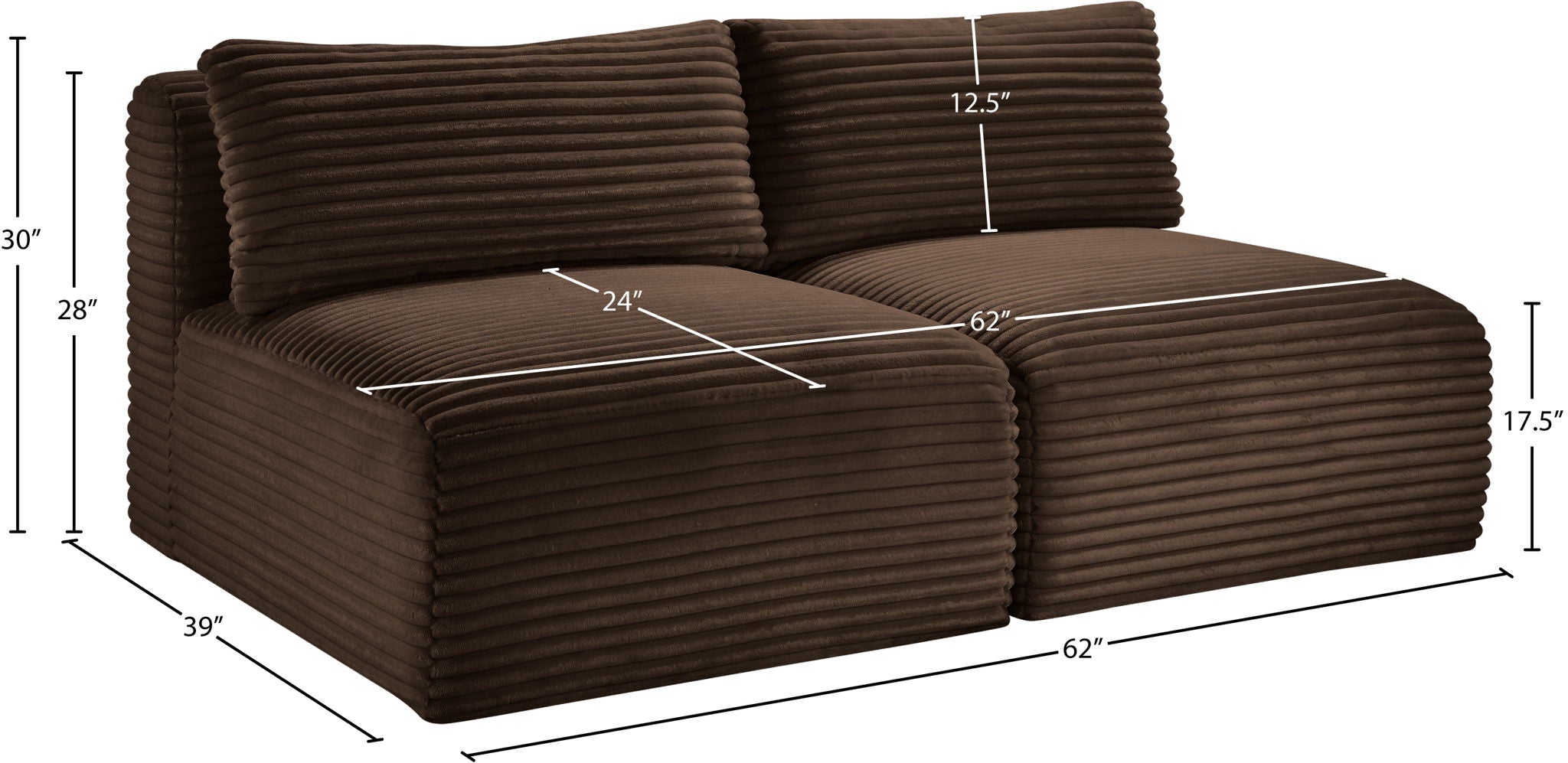 Shaggy - 2 Seat Modular Armless Sofa