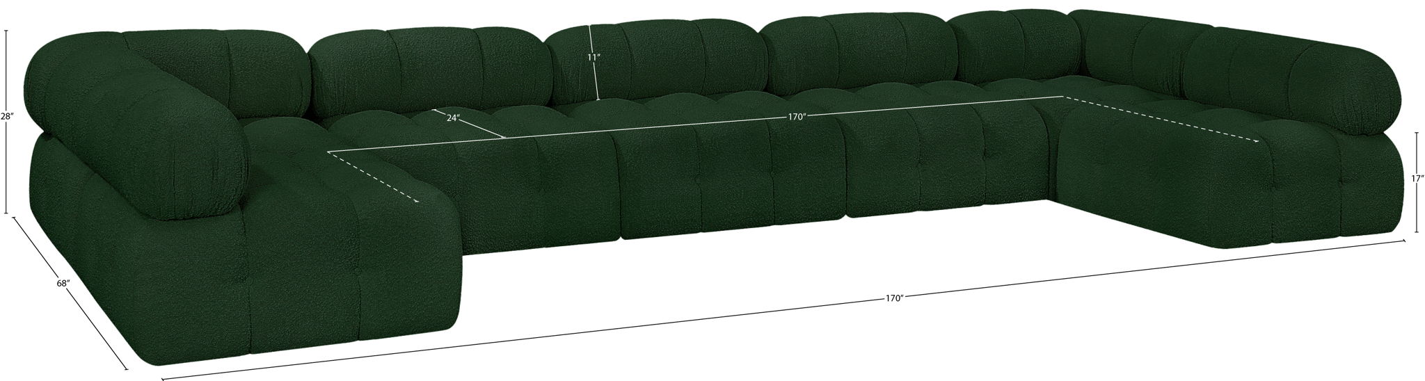 Ames - 7 Piece Boucle Fabric Modular Sectional