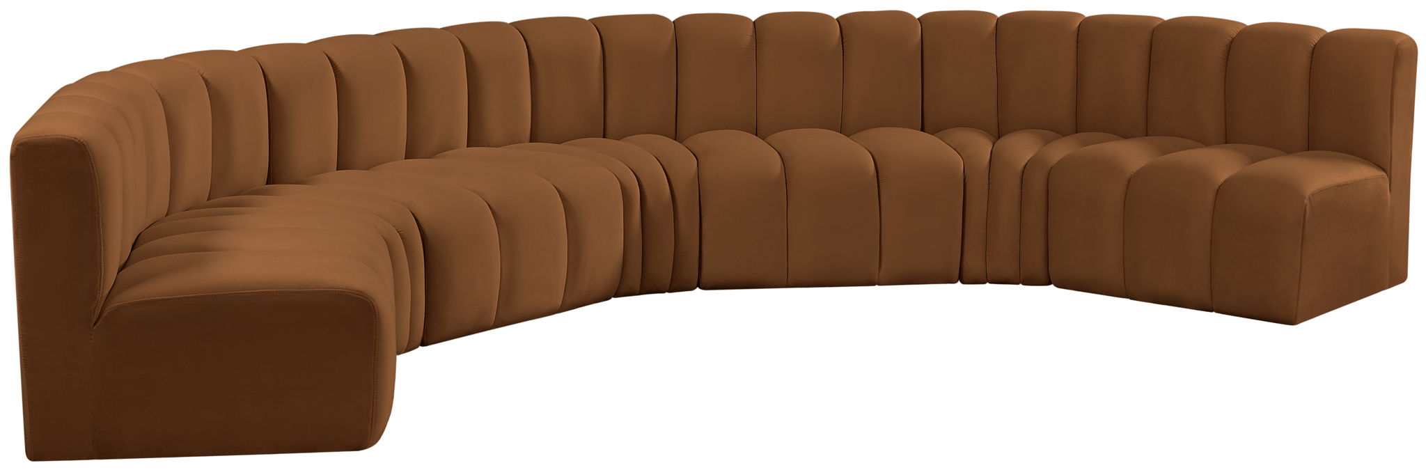 Arc - Velvet 7 Piece U-Shaped Modular Sofa - Saddle
