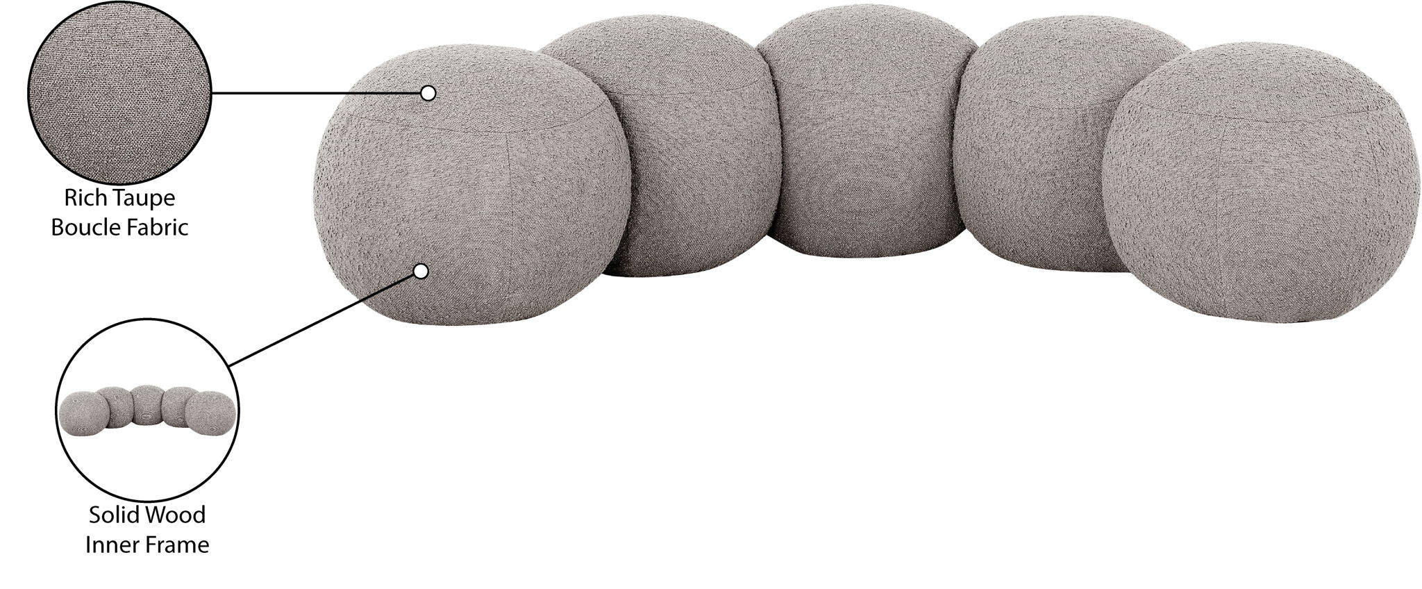 Apollo - Boucle Fabric Bench