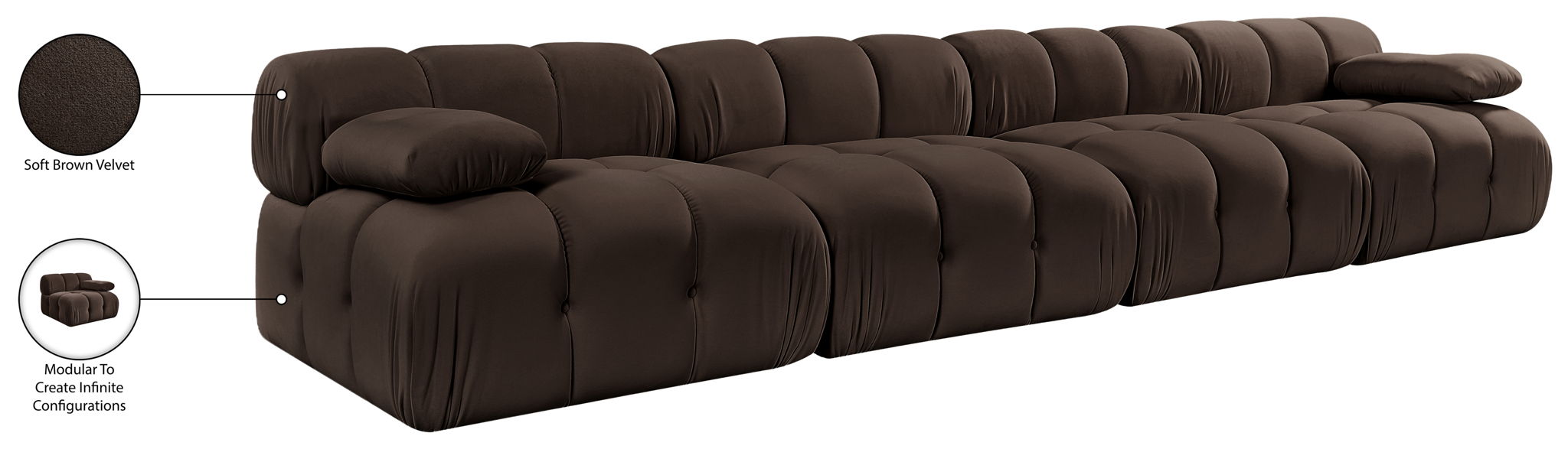 Orin - Velvet 4 Piece Modular Sofa