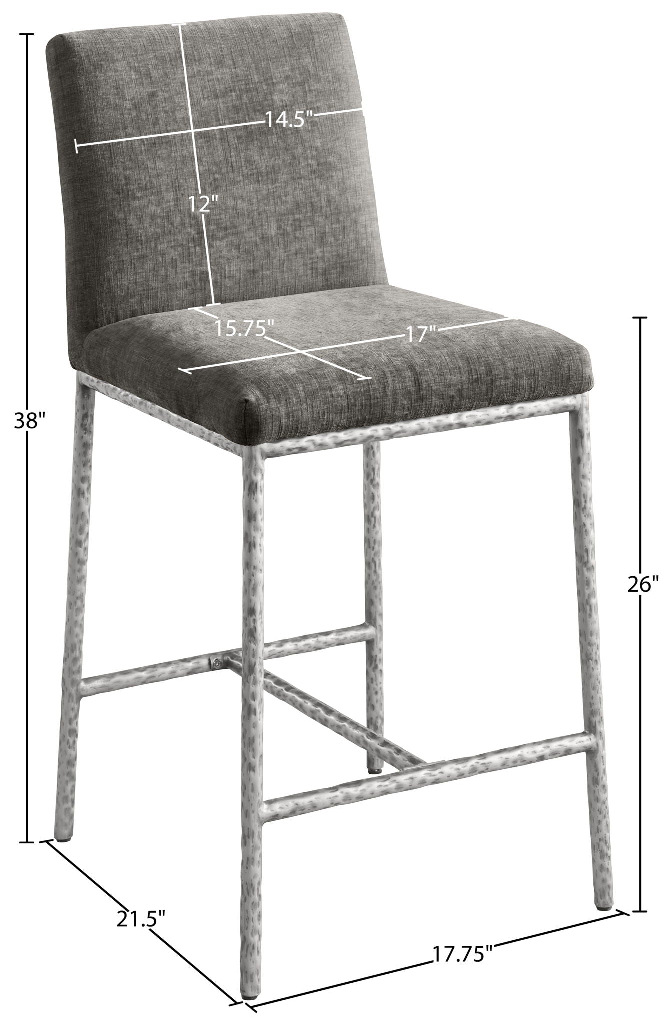 Reeves - Chenille Fabric Upholstered Counter Stool (Set of 2) - Silver Base
