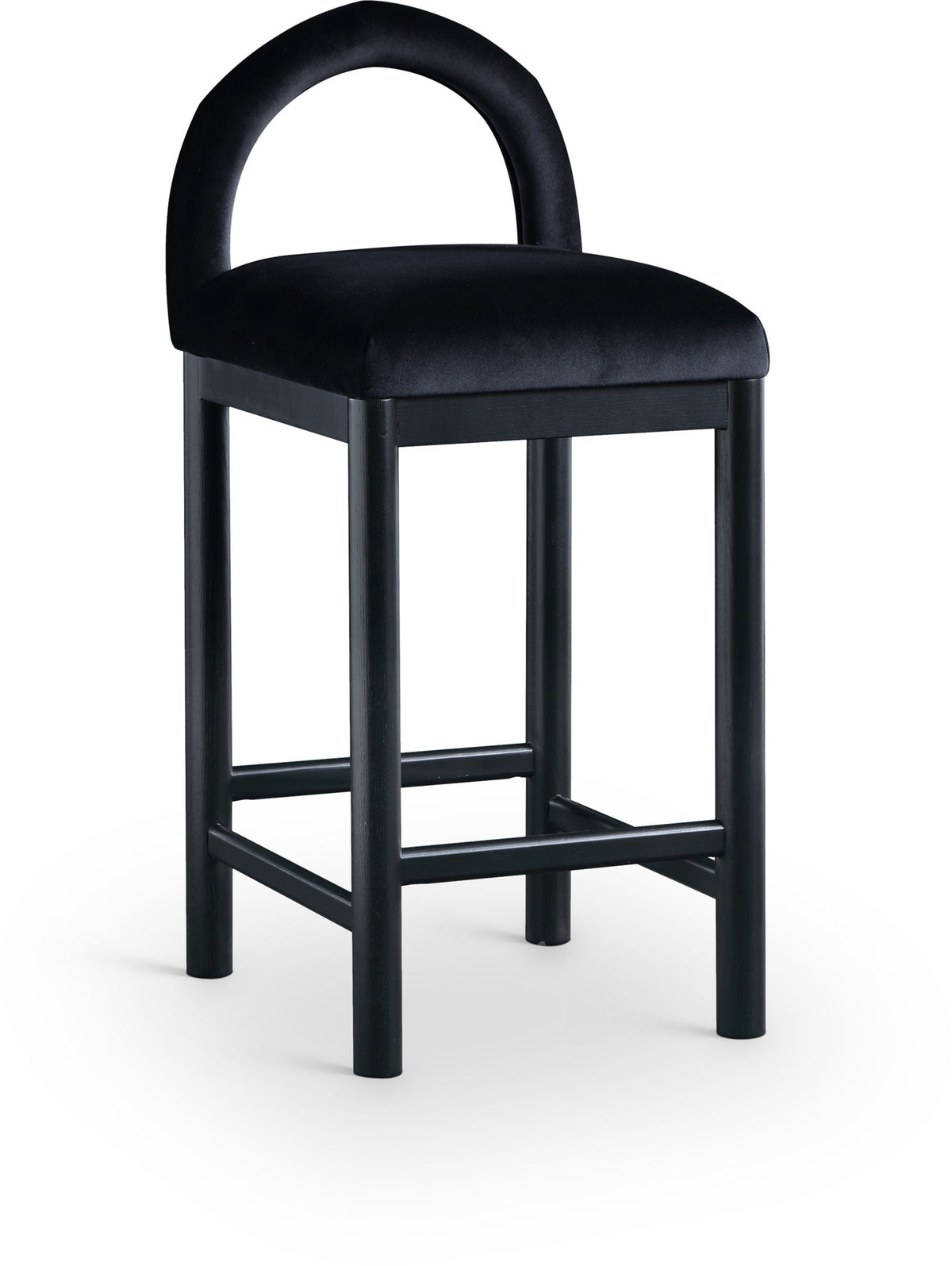 Conrad - Velvet Counter Stool With Black Legs
