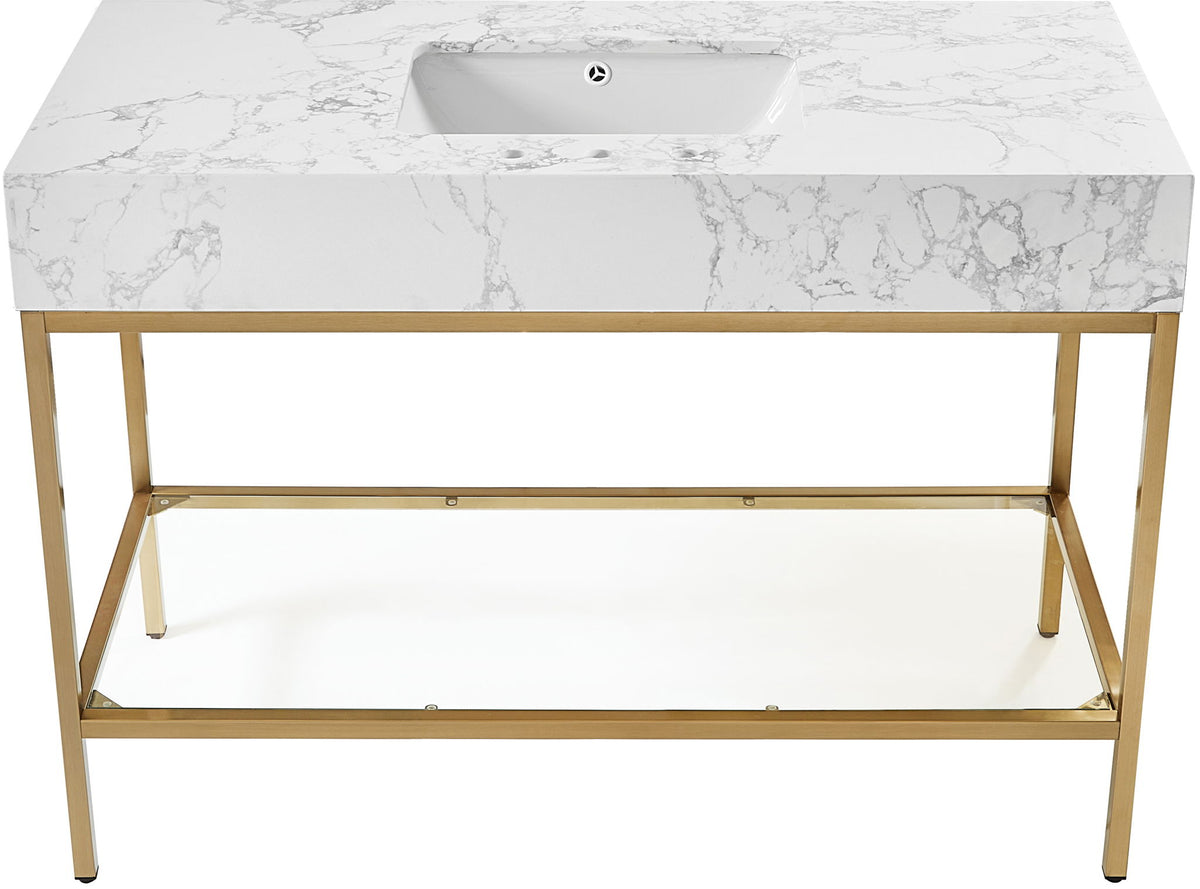 Marmo - Engineered Marble Bathroom Vanity With Gold Base