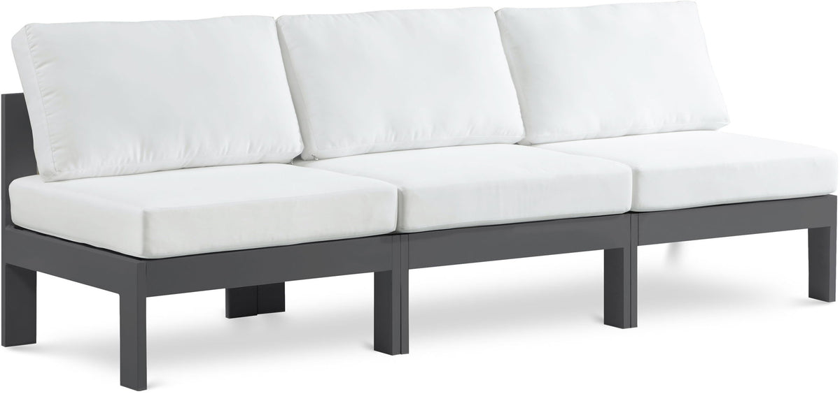 Nizuc - Outdoor Patio 3 Seat Armless Modular Sofa With Gray Frame