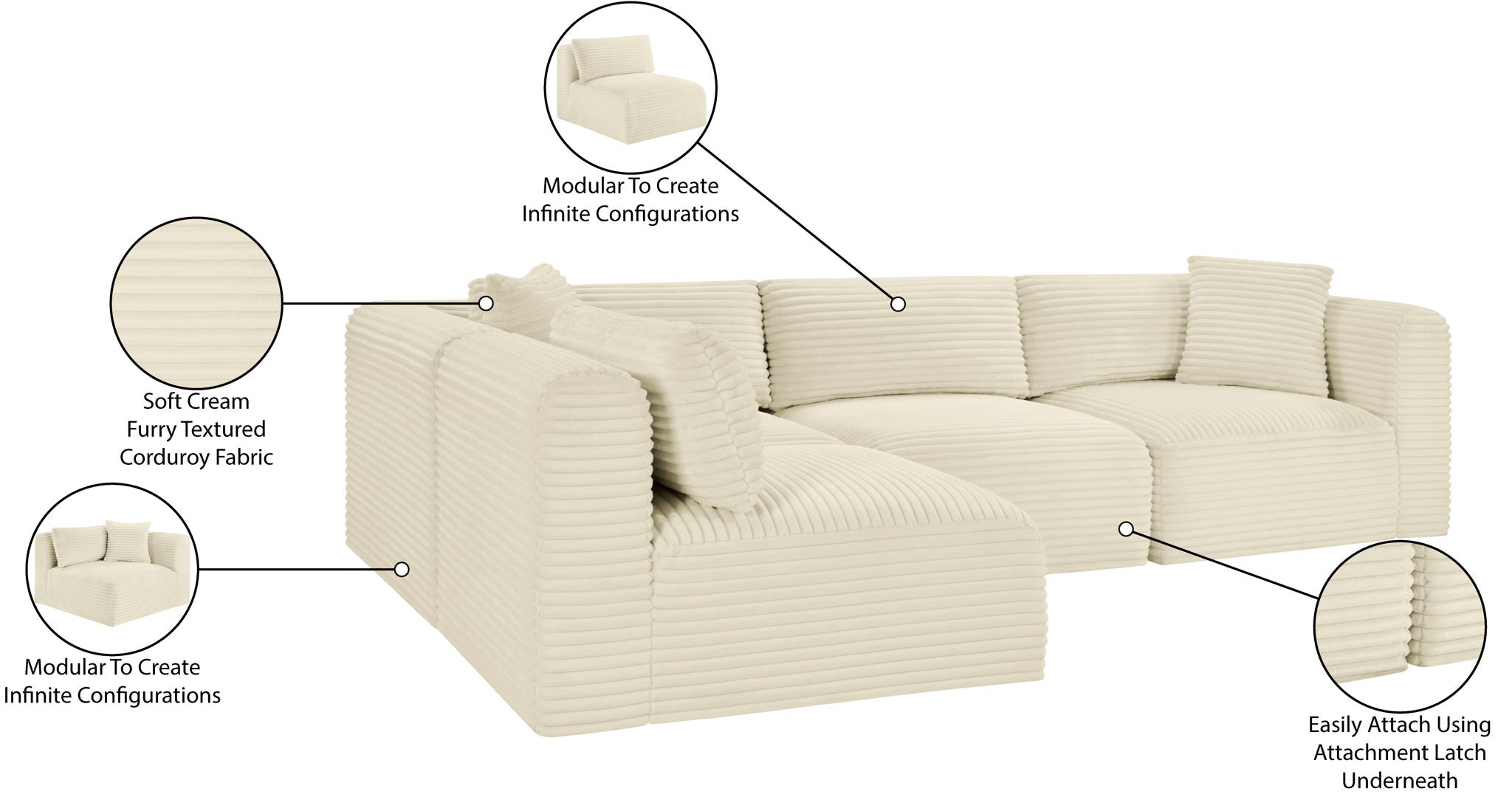 Shaggy - 4 Piece Modular Sectional