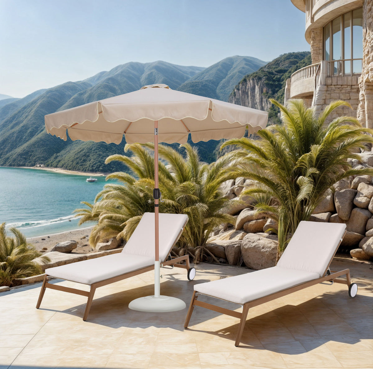 Amalfi - Patio Umbrella - Light Brown Base / Light Brown Pole
