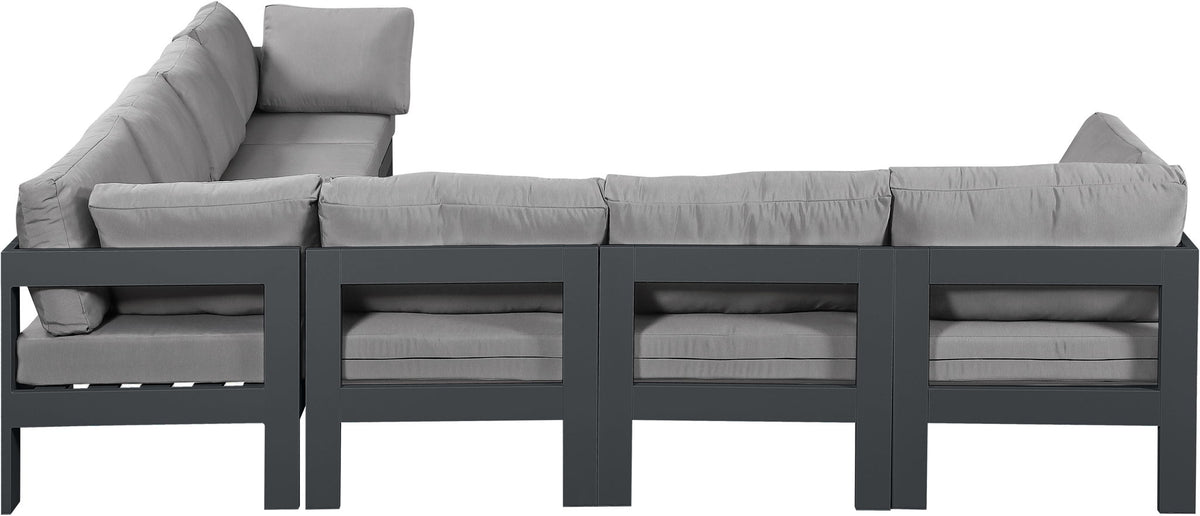 Nizuc - Outdoor Patio 7 Piece Modular Sectional With Gray Frame