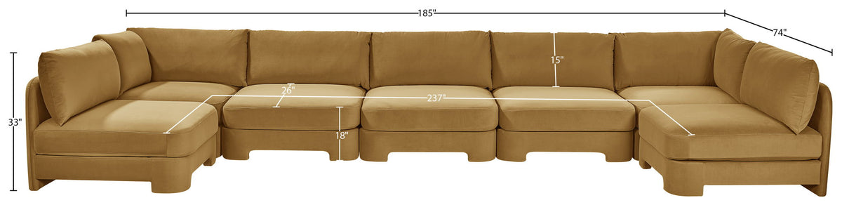 Hammond - Velvet Performance Fabric Upholstered 7 Piece U-Shaped Armless Sectional