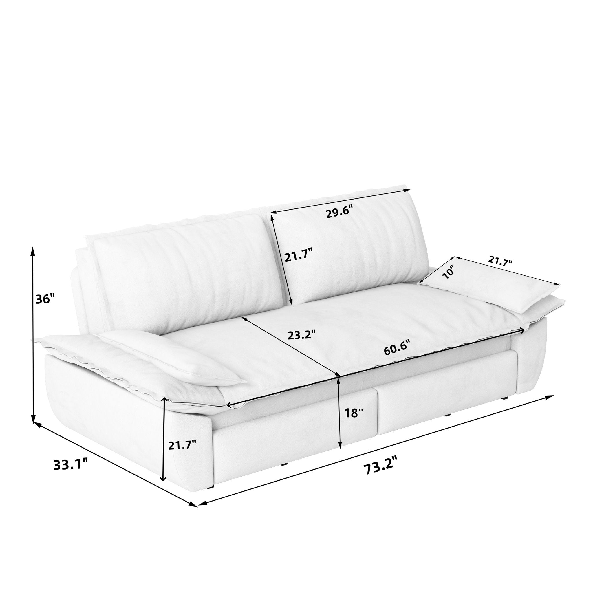 Queen Pull Out 3 In 1 Convertible Sleeper Sofa Bed - Blue