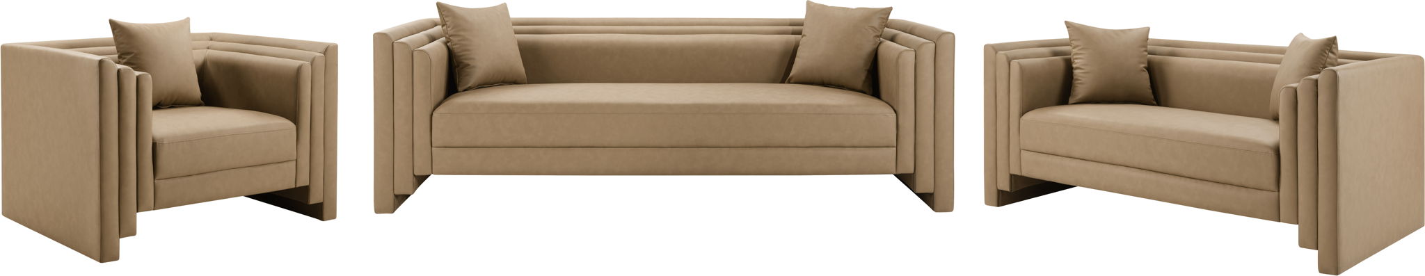 Everett - Vegan Leather 88.5" Upholstered Sofa - Tan