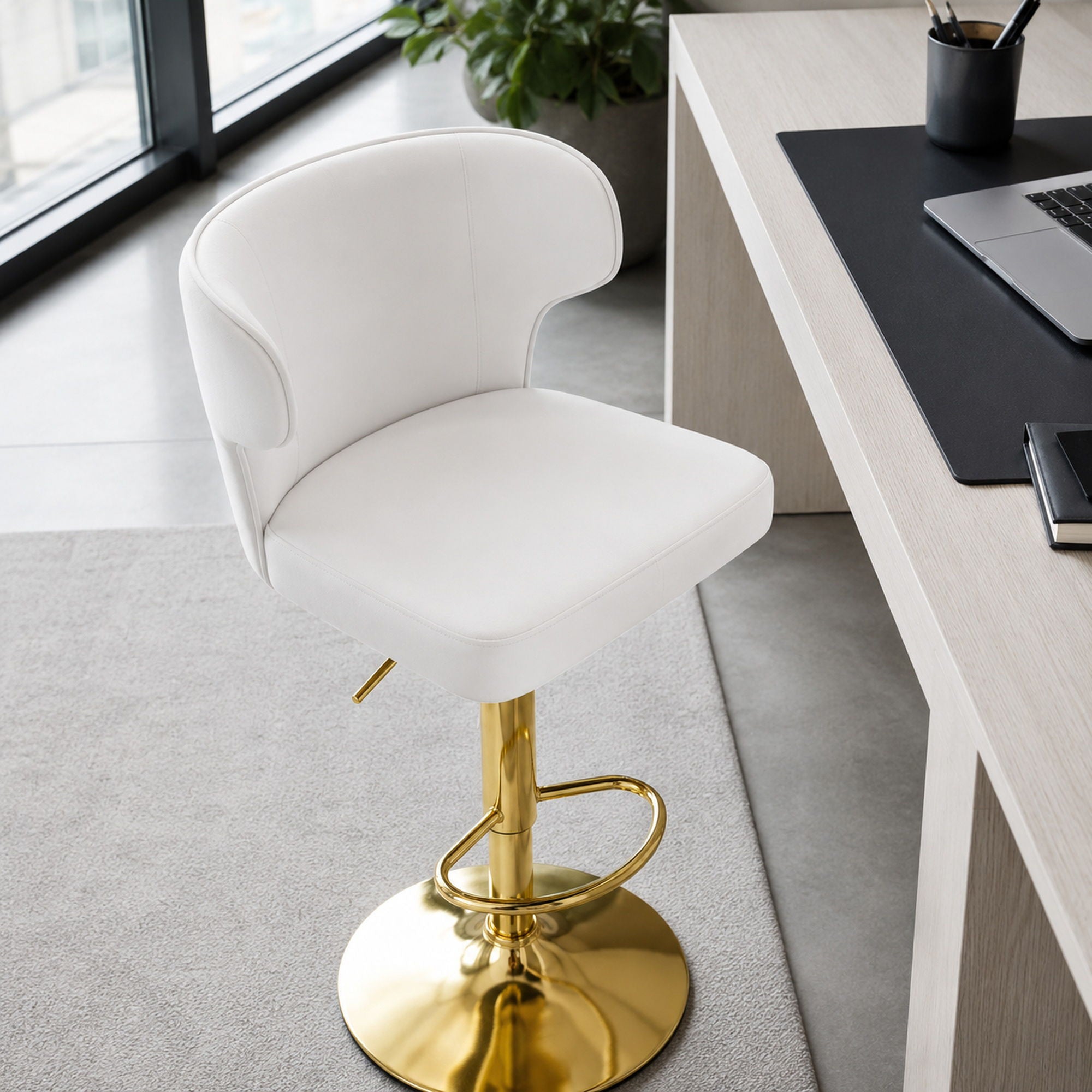 Adjustable Swivel Bar Chair With High Back Support