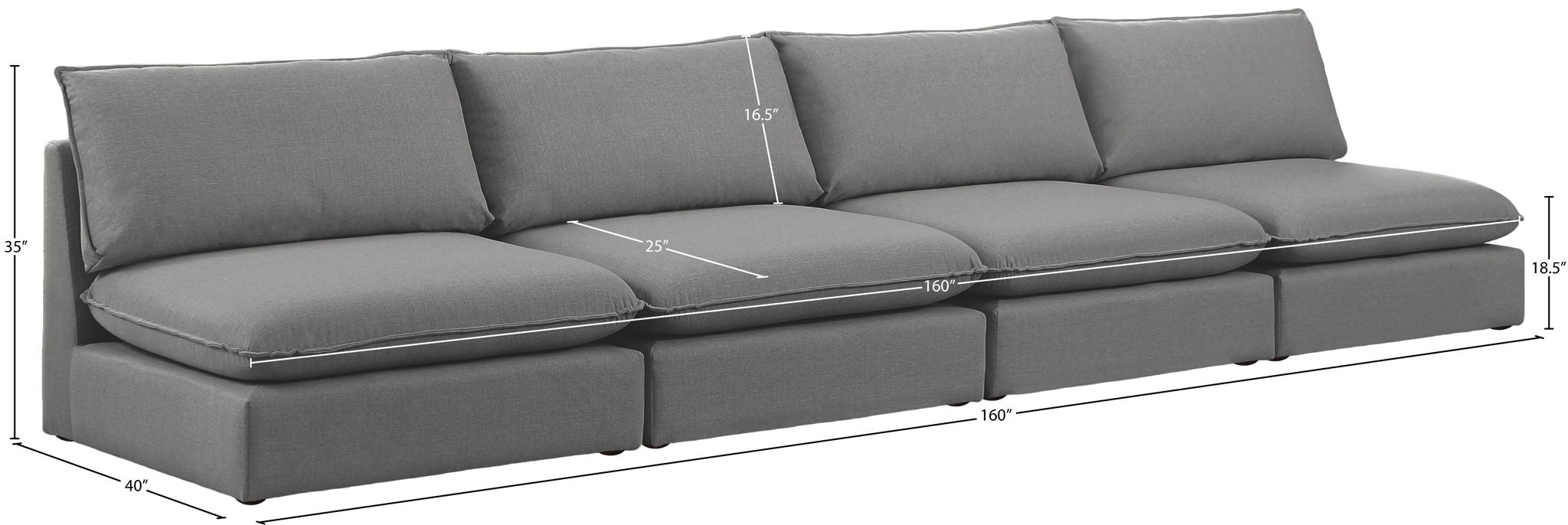 Mackenzie - Modular Sofa Armless - 4 Seats