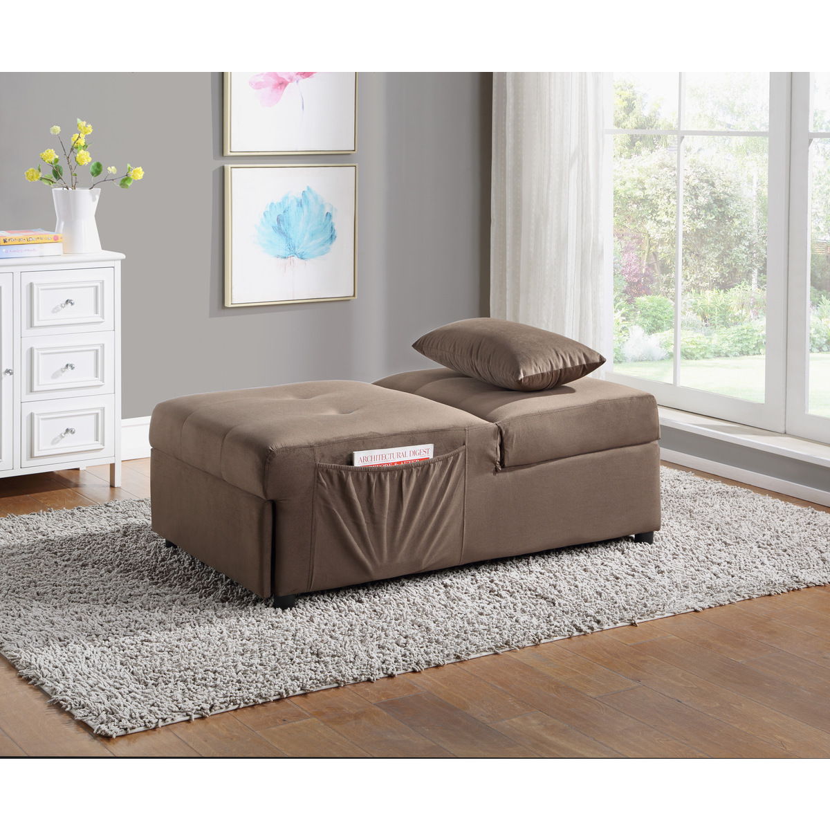 Garrell - Lift Top Storage Bench With Pull-Out Bed