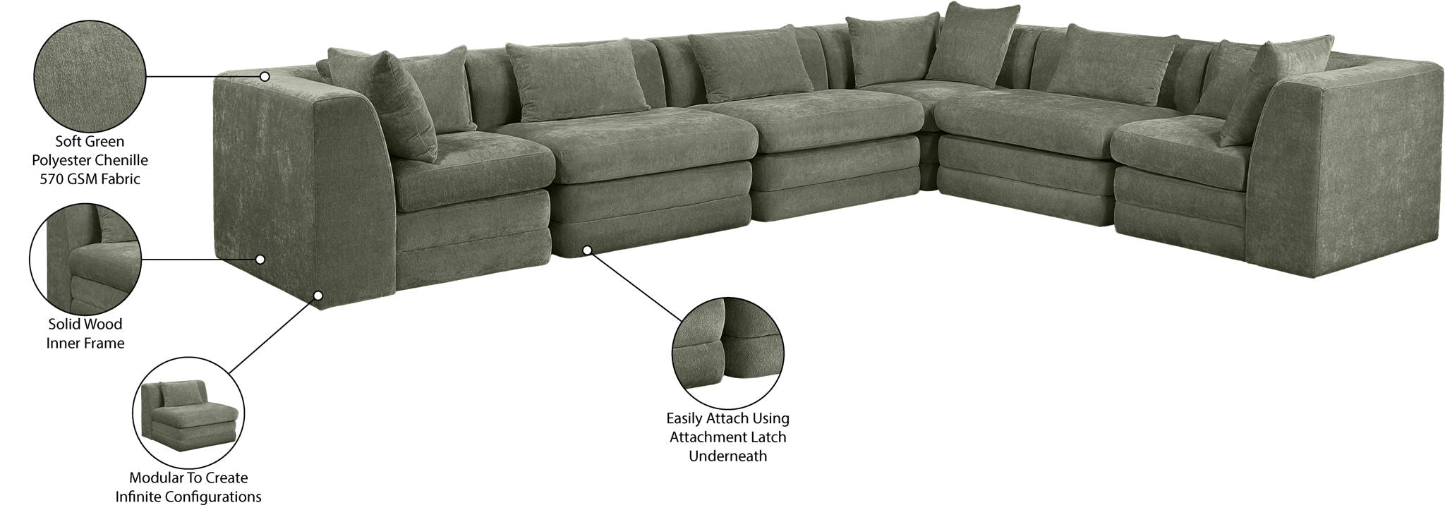 Stellar - 6 Piece Upholstered Modular Sectional