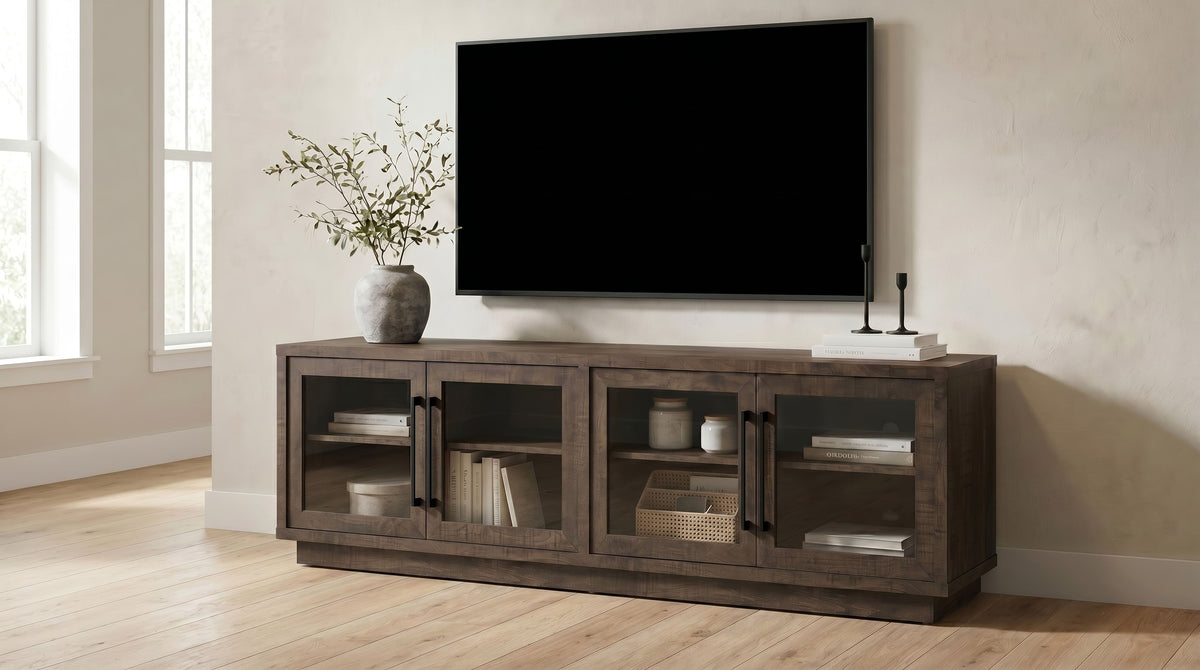 Medina 4-Door TV Stand for TVs up to 85 Inches Dark Rustic Mango