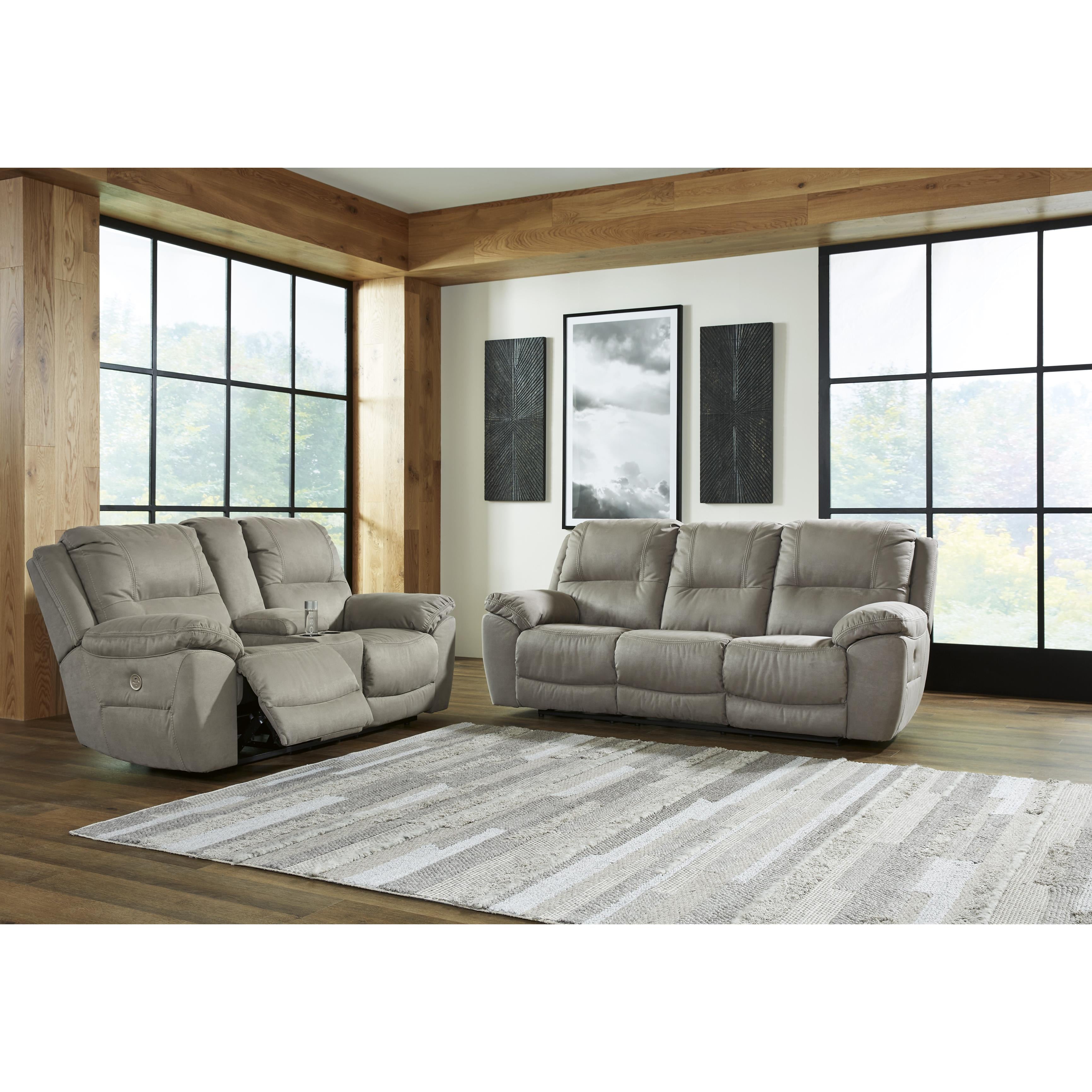 Signature Design by Ashley Next-Gen Gaucho Power Reclining Leather Look Loveseat with Console 5420396 IMAGE 9