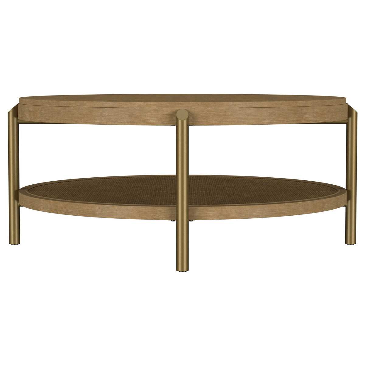 Arini Round Coffee Table With Storage Shelf Sand Wash