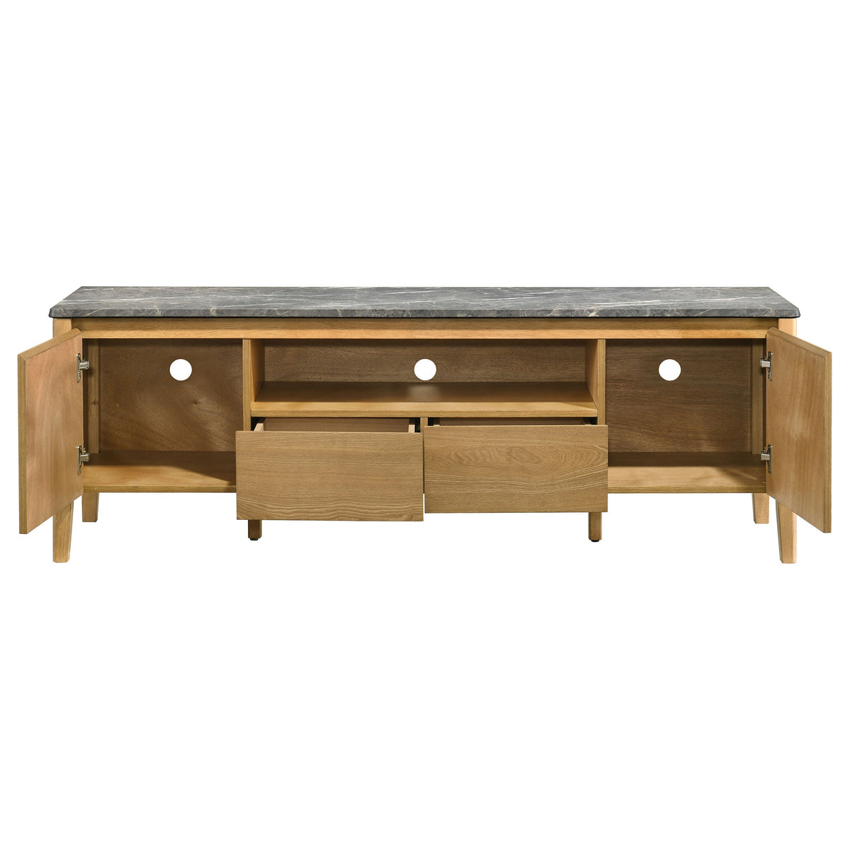 Bradley 63-inch 2-Door SmartTop™ TV Stand Grey and Natural