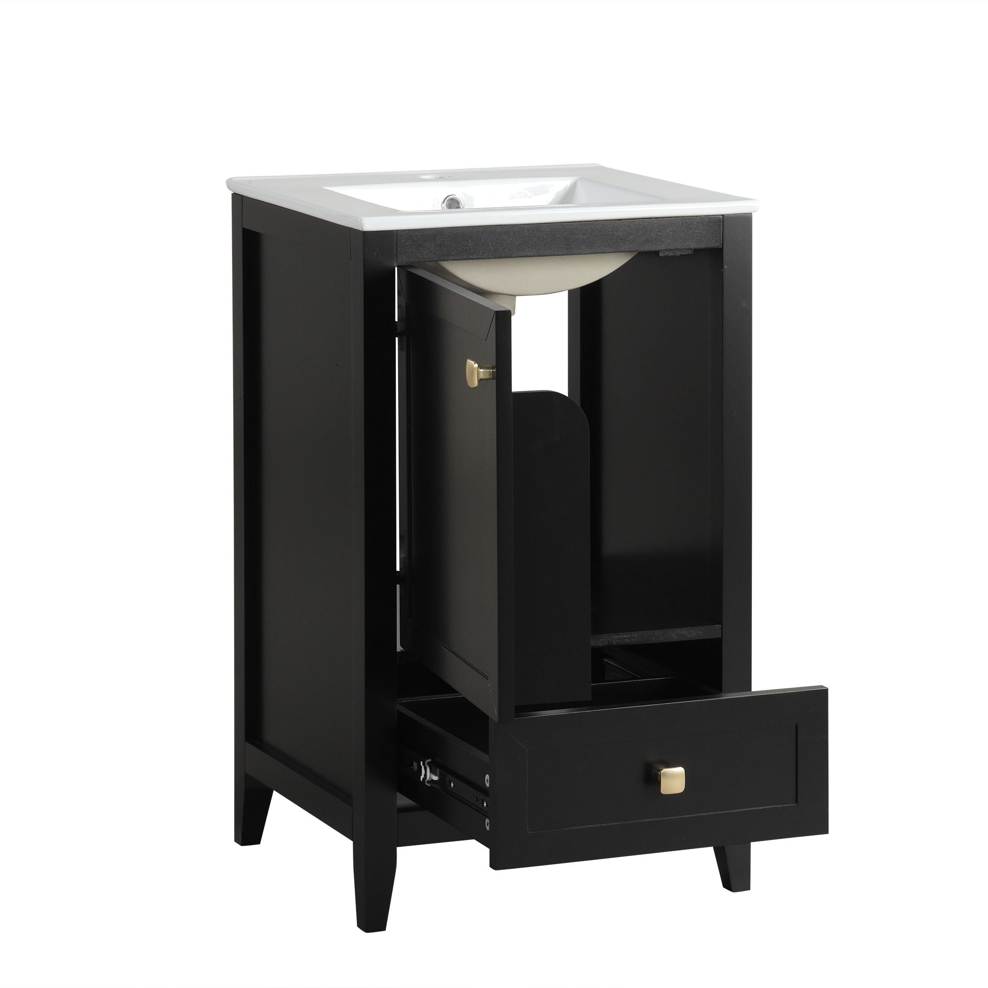 Bathroom Vanity With Sink, Soft Closing Cabinet Door, Storage Rack And Drawer