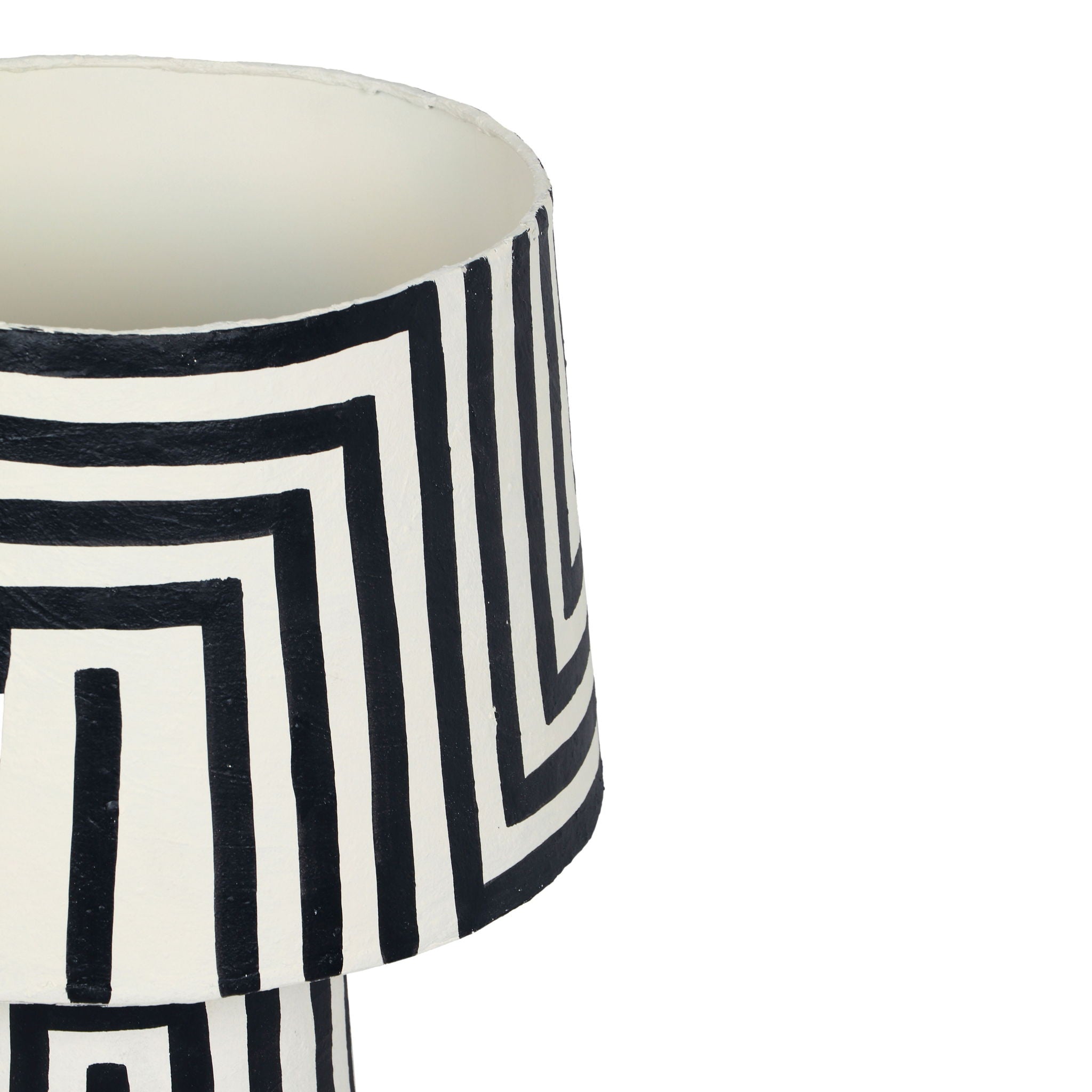 Minori - Striped Papier Mache Table Lamp - Black