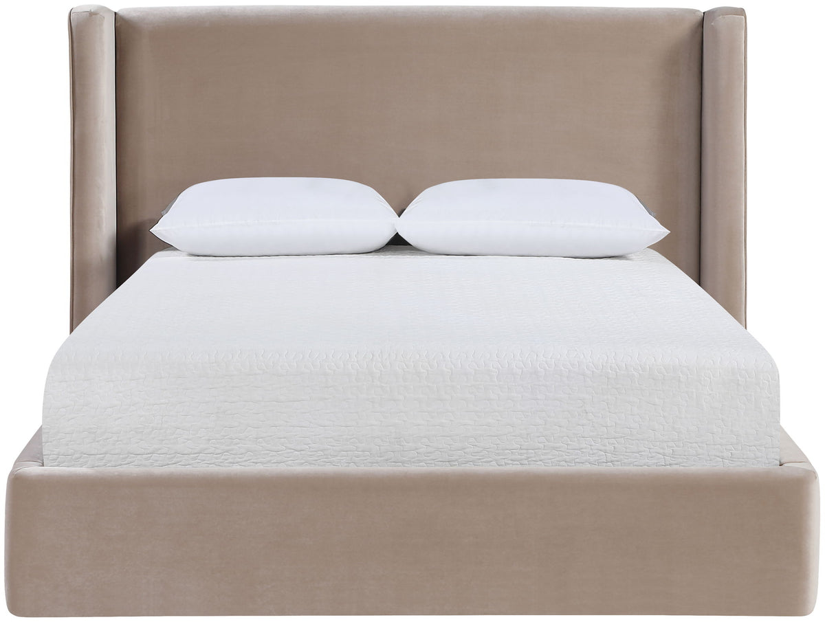 Kendall - Velvet Upholstered Bed - Taupe