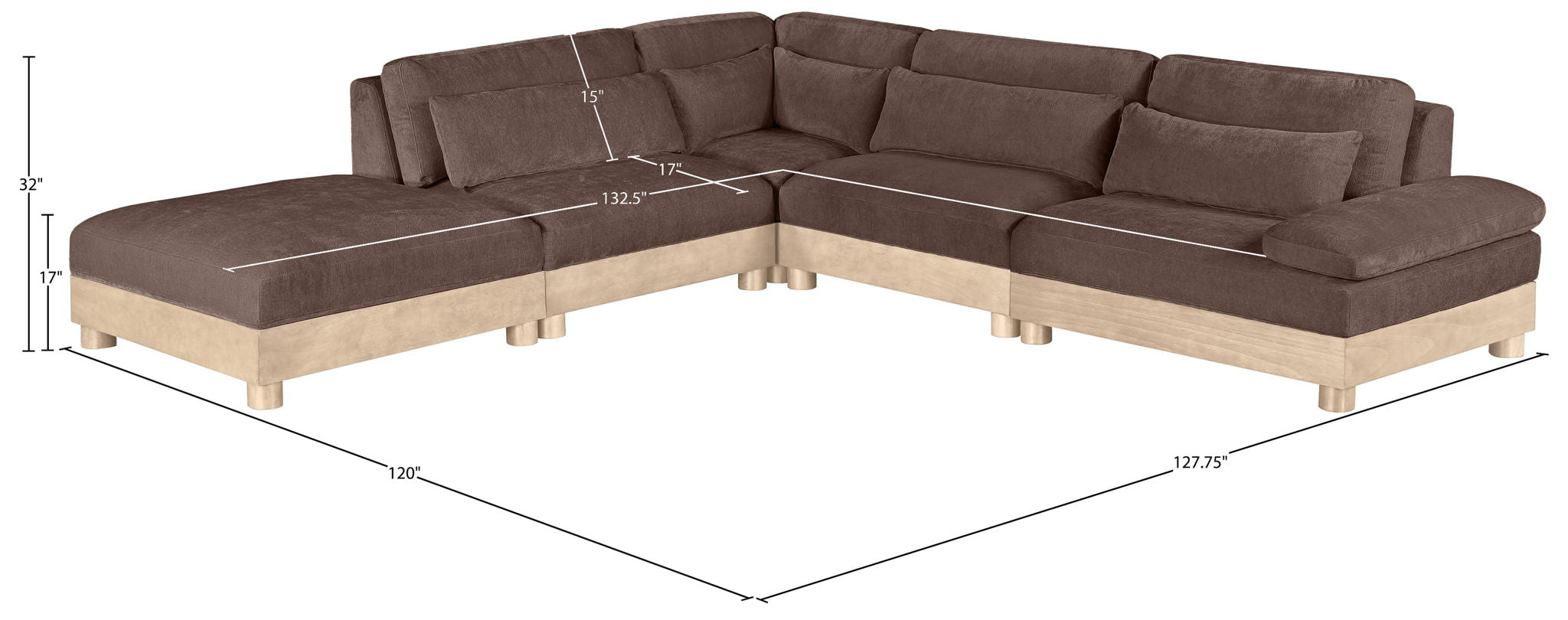 Turin - Chenille Fabric Upholstered Modular Sectional - Brown