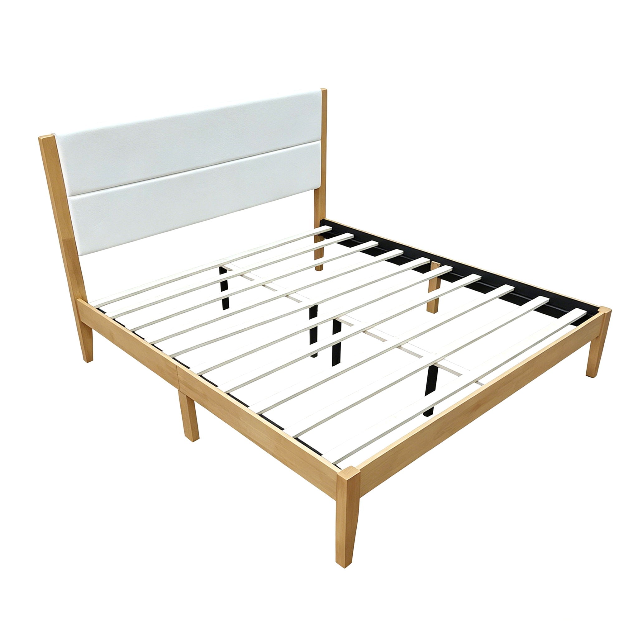 Platform Bed Frame With Upholstered Headboard, Slat Support