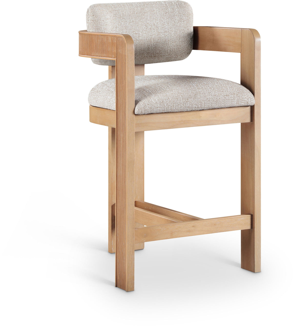 Sacha - Linen Stool With Natural Base