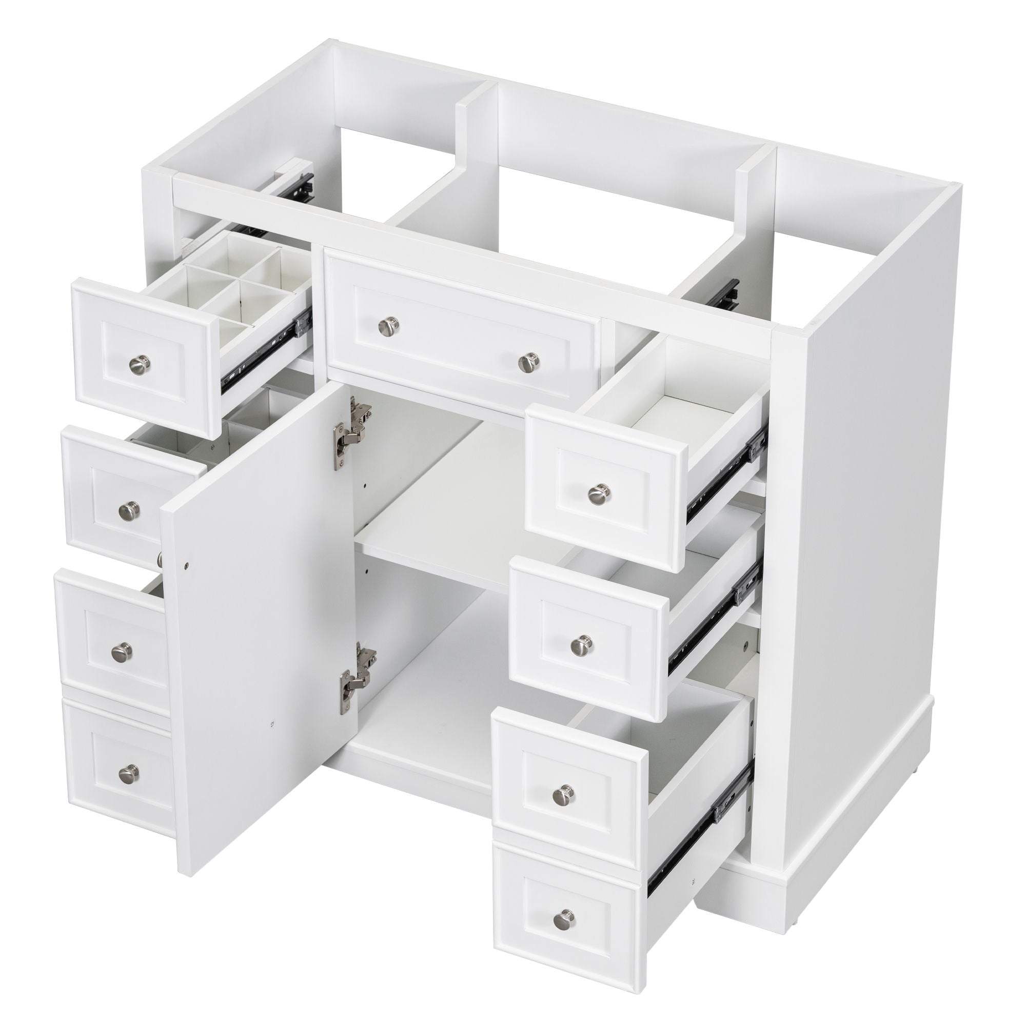 Modern Bathroom Vanity Base Only With 1 Cabinet And 6 Drawers