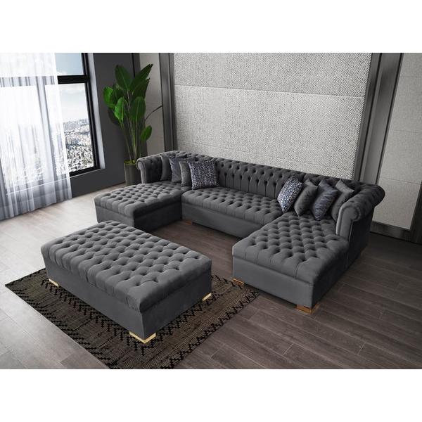 Nova Wholesale Furniture Lauren Fabric Ottoman LAUREN OTT-GRAY IMAGE 3