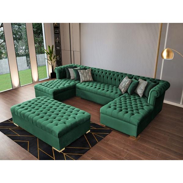 Nova Wholesale Furniture Lauren Fabric Ottoman LAUREN OTT-GREEN IMAGE 3