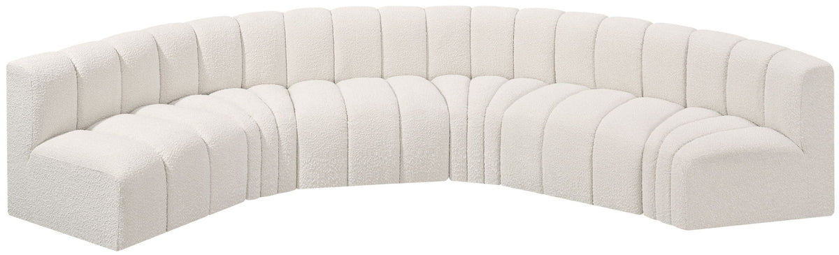 Arc - Boucle Fabric 6 Piece U-Shaped Modular Sofa