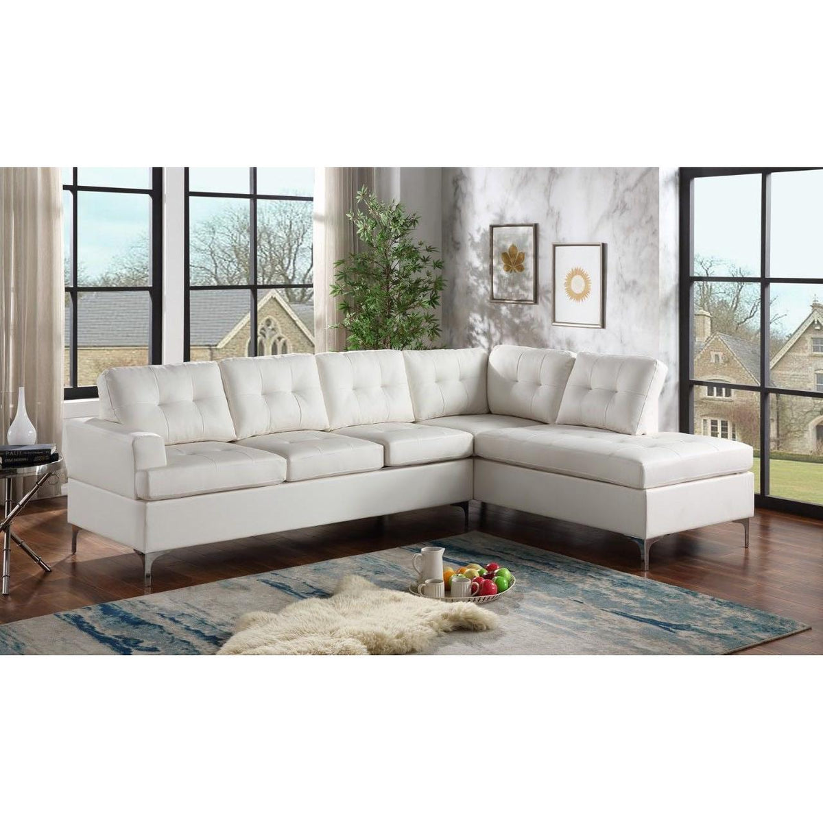 Happy Homes Vintage Polyurethane 2 pc Sectional Vintage White IMAGE 1