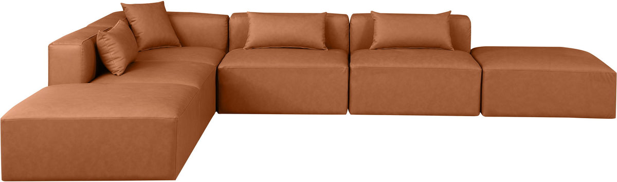 Cube - 6 Piece Modular Corner Armless Sectional - Cognac
